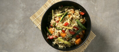 Arroz salteado con verduras