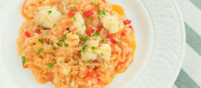 Arroz meloso de rape y langostinos