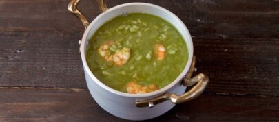 Arroz verde con langostinos en Thermomix