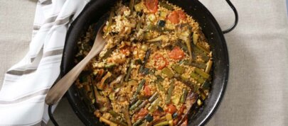 paella de verduras lista