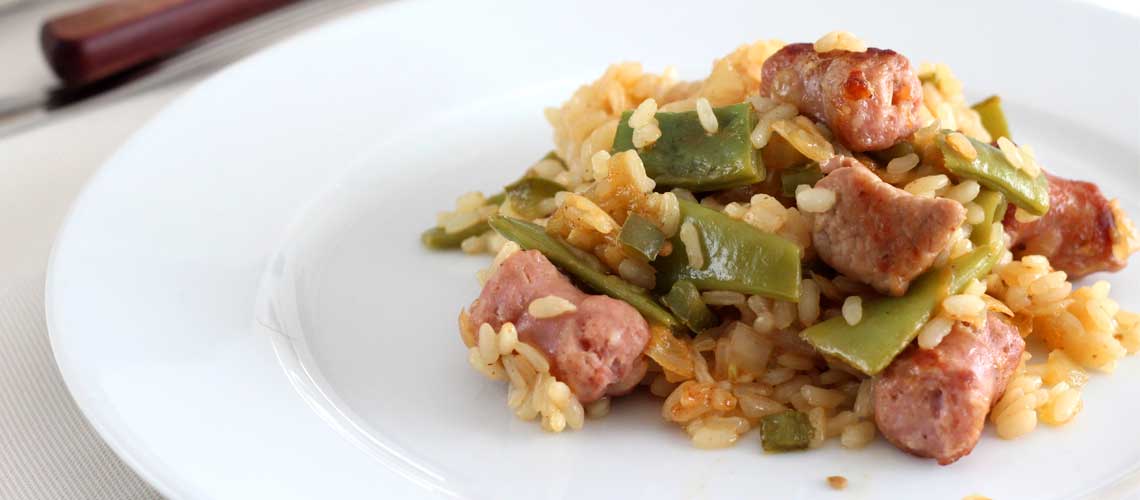 Arroz con magro y salchichas