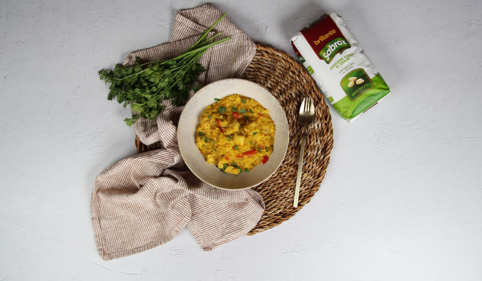 Presentación de Arroz amarillo con pollo