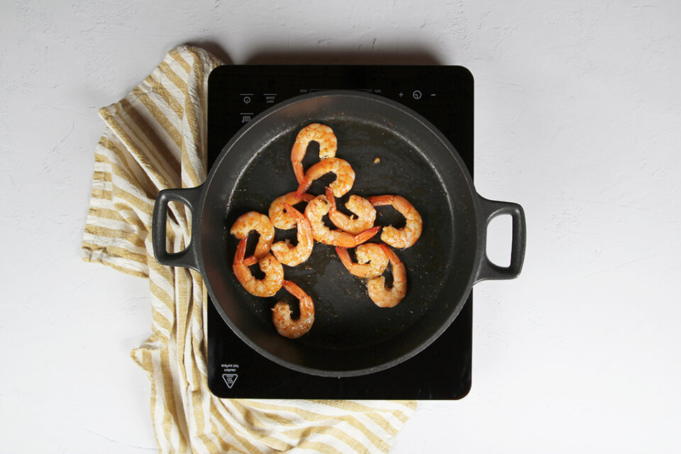 arroz meloso con langostinos preparacion