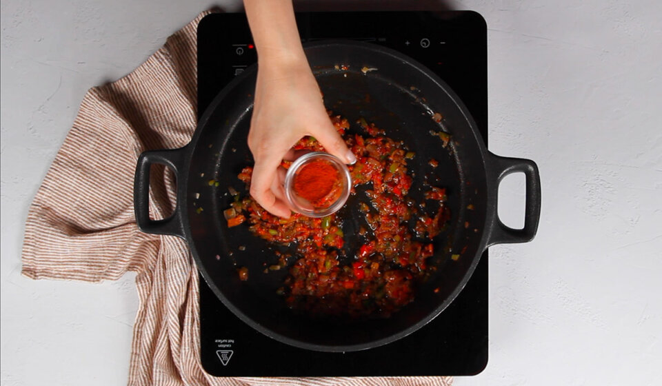 Sofrito para arroz caldoso con mejillones