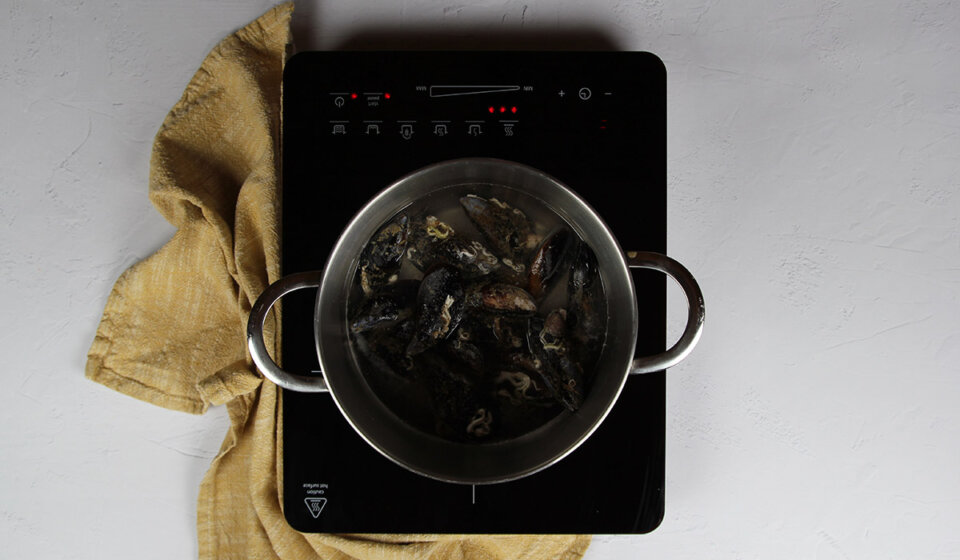 Mejillones en Arroz con gambas y mejillones