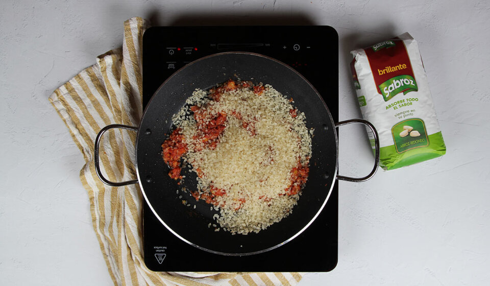 Arroz en Paella de bacalao