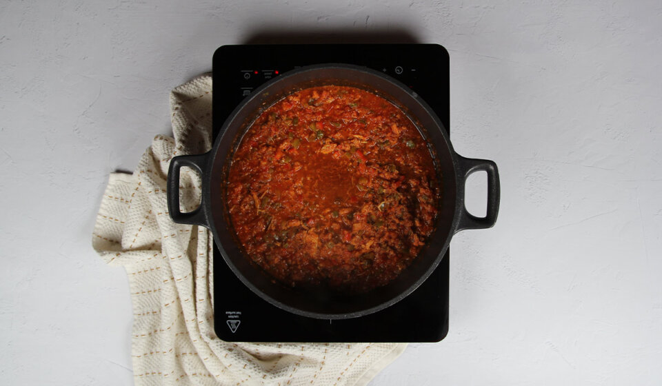 Sofrito con carne de cangrejo en arroz con cangrejos