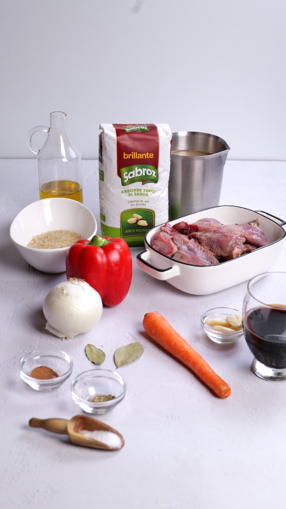 Ingredientes de arroz con perdiz