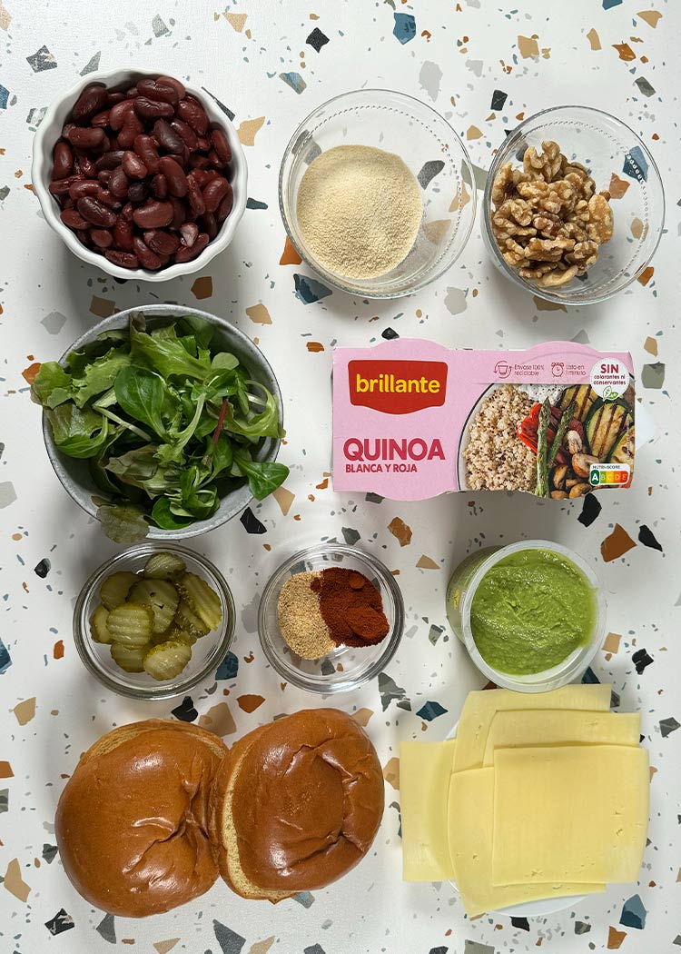 Ingredientes de hamburguesa de quinoa