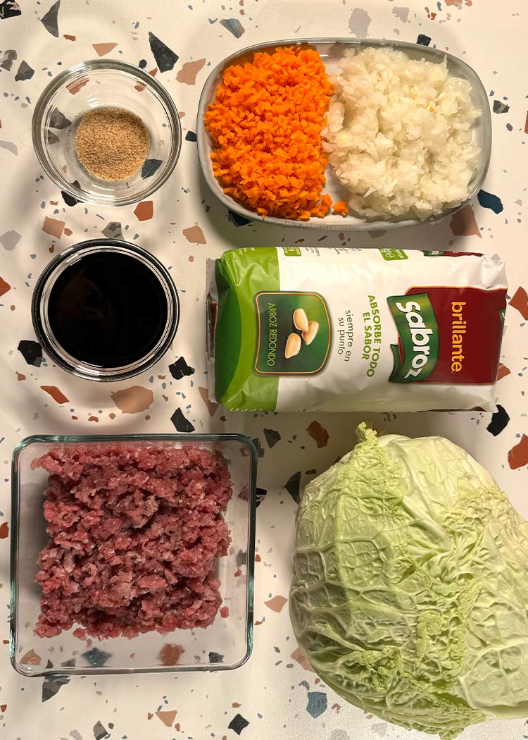 Ingredientes de Rollitos de col