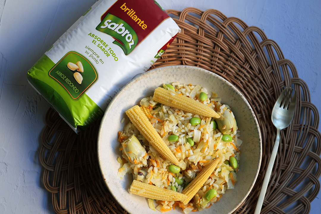 Arroz blanco con verduras