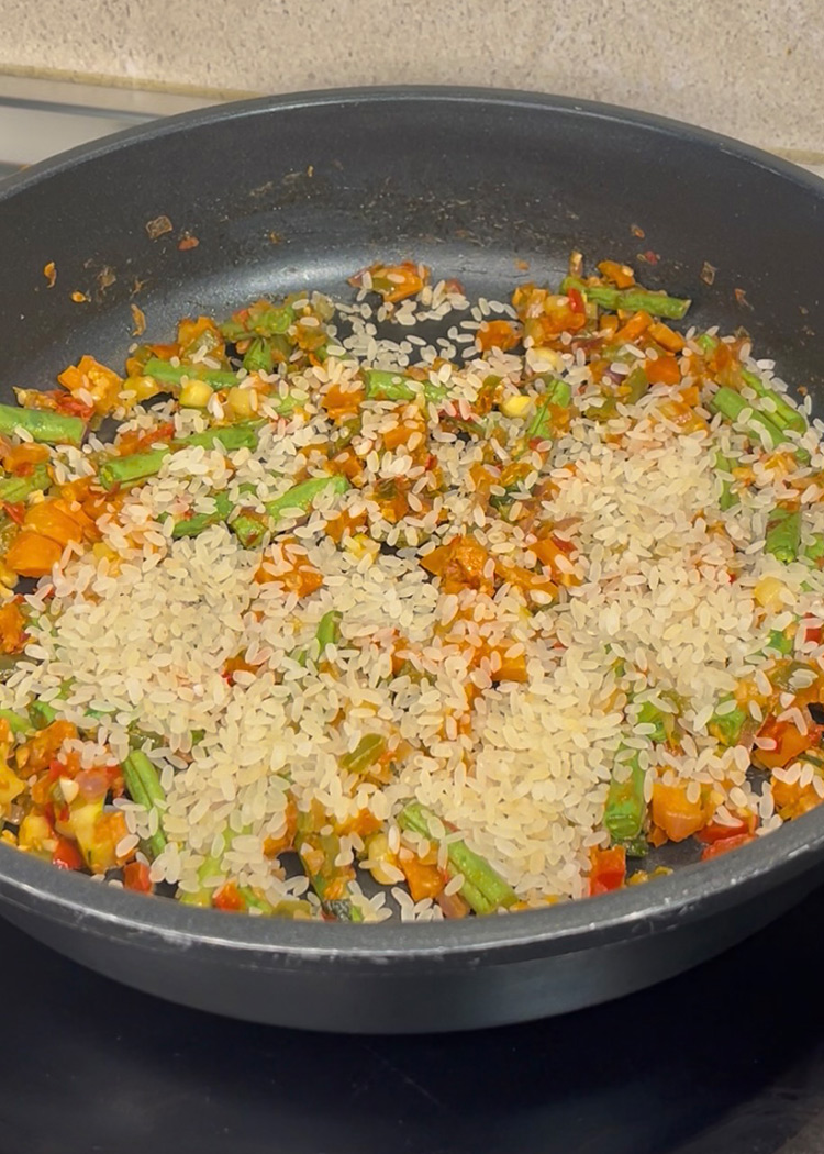 Nacarar arroz para Arroz con verduras al horno