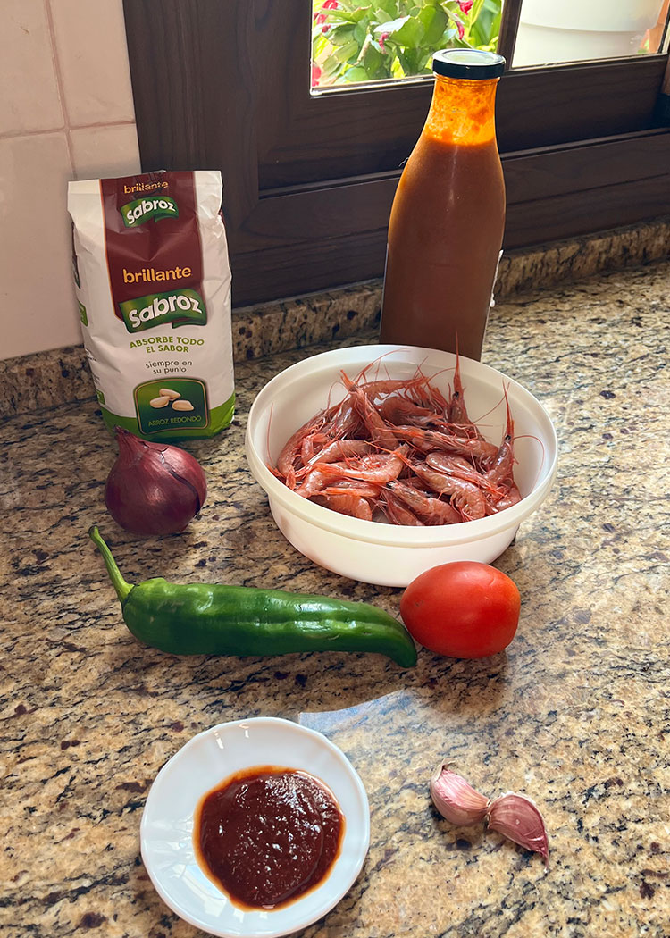 Ingredientes de Paella de gambas